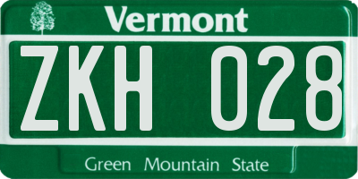 VT license plate ZKH028