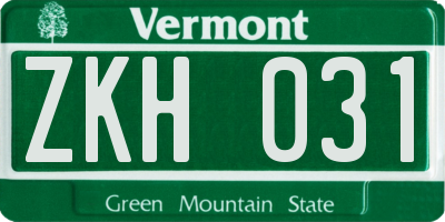 VT license plate ZKH031