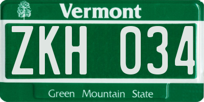 VT license plate ZKH034