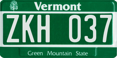 VT license plate ZKH037