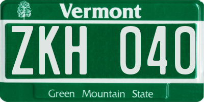 VT license plate ZKH040