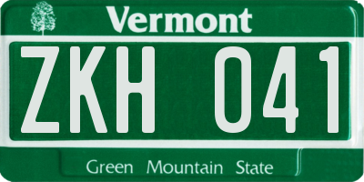 VT license plate ZKH041