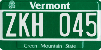 VT license plate ZKH045