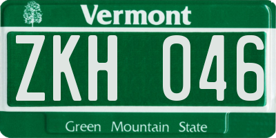 VT license plate ZKH046