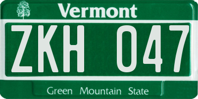 VT license plate ZKH047