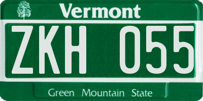 VT license plate ZKH055