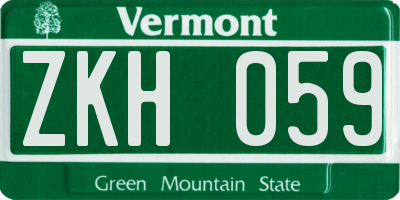 VT license plate ZKH059