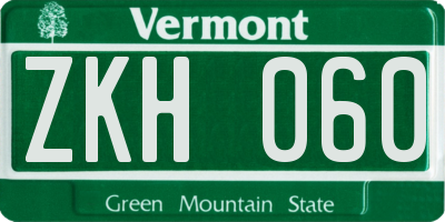 VT license plate ZKH060