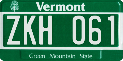 VT license plate ZKH061