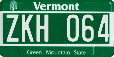 VT license plate ZKH064