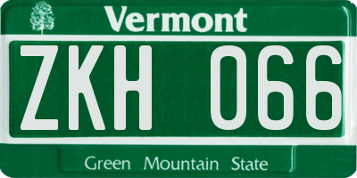 VT license plate ZKH066