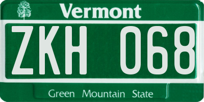 VT license plate ZKH068