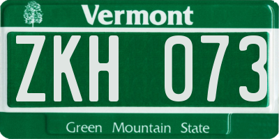 VT license plate ZKH073