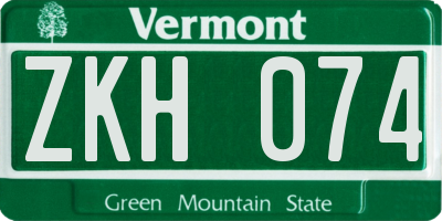 VT license plate ZKH074