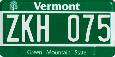 VT license plate ZKH075