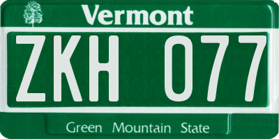 VT license plate ZKH077