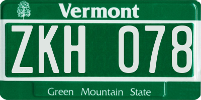 VT license plate ZKH078