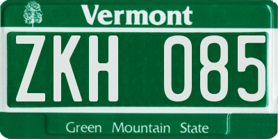 VT license plate ZKH085