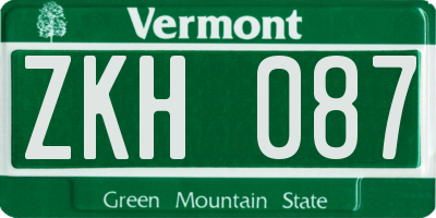 VT license plate ZKH087