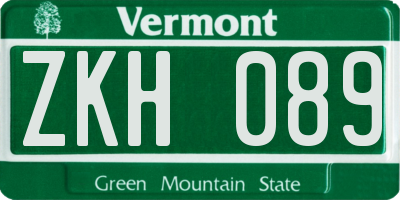 VT license plate ZKH089