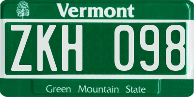VT license plate ZKH098