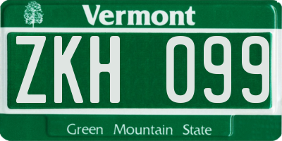 VT license plate ZKH099