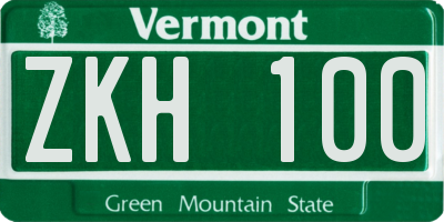 VT license plate ZKH100