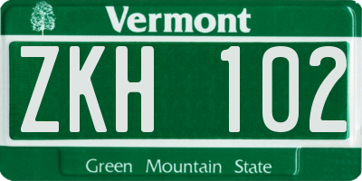 VT license plate ZKH102