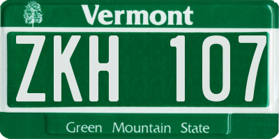 VT license plate ZKH107