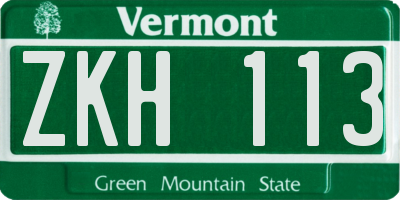 VT license plate ZKH113