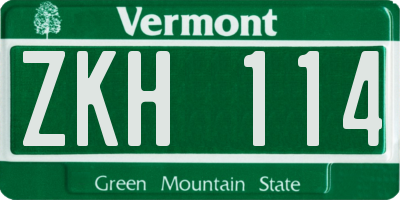 VT license plate ZKH114
