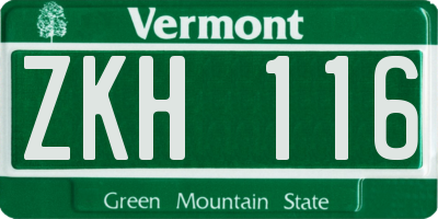 VT license plate ZKH116