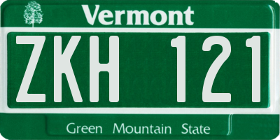 VT license plate ZKH121