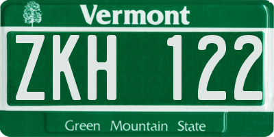 VT license plate ZKH122