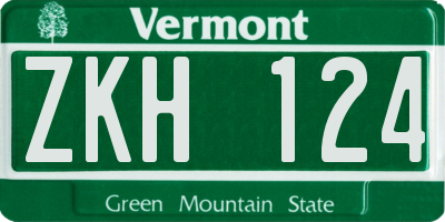 VT license plate ZKH124