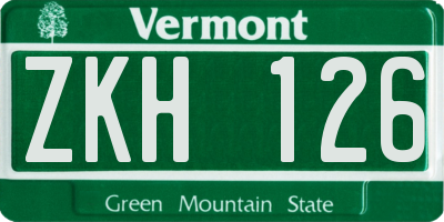 VT license plate ZKH126