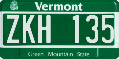 VT license plate ZKH135