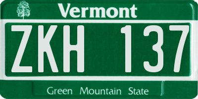 VT license plate ZKH137
