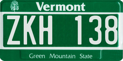 VT license plate ZKH138