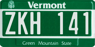 VT license plate ZKH141