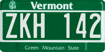 VT license plate ZKH142