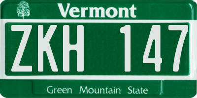 VT license plate ZKH147