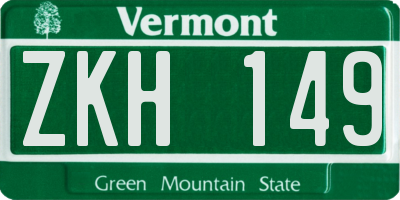 VT license plate ZKH149