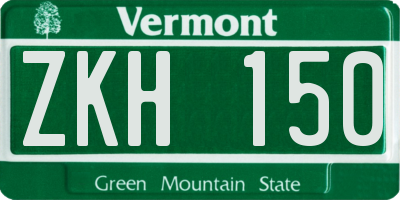 VT license plate ZKH150