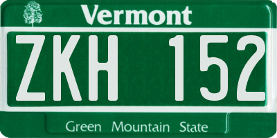 VT license plate ZKH152