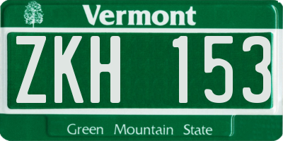 VT license plate ZKH153