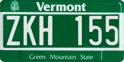 VT license plate ZKH155