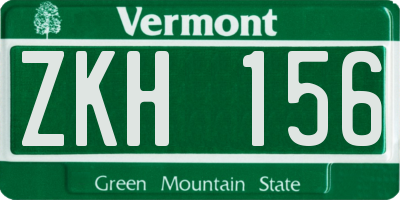 VT license plate ZKH156
