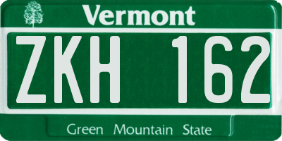 VT license plate ZKH162