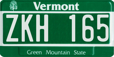 VT license plate ZKH165